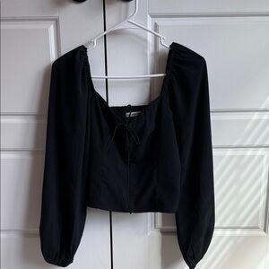 Abercrombie & Fitch Black Long-Sleeve Square Neck Blouse